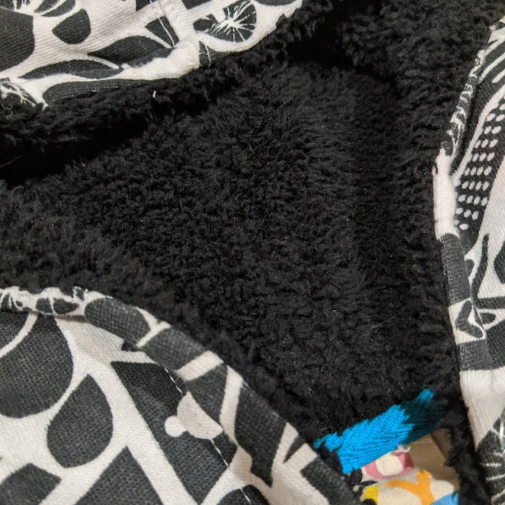 Roxy Black & White Patterned Zip Up Hoodie W Teal… - image 2